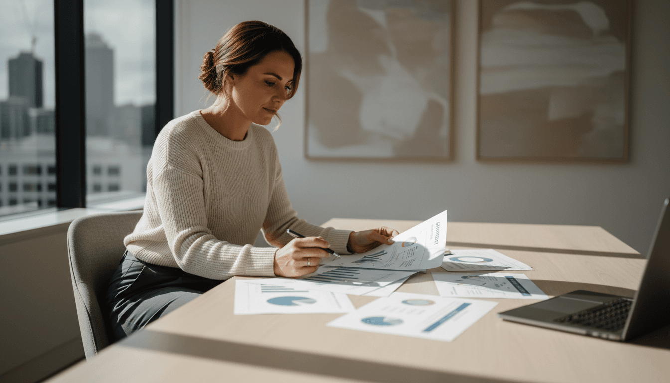 Business leader reviewing transformation strategy documents