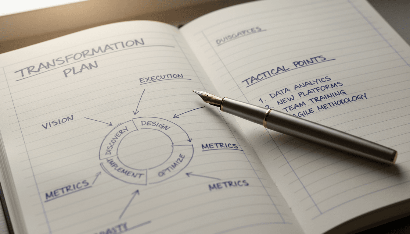 Detailed view of transformation planning notes and strategic framework