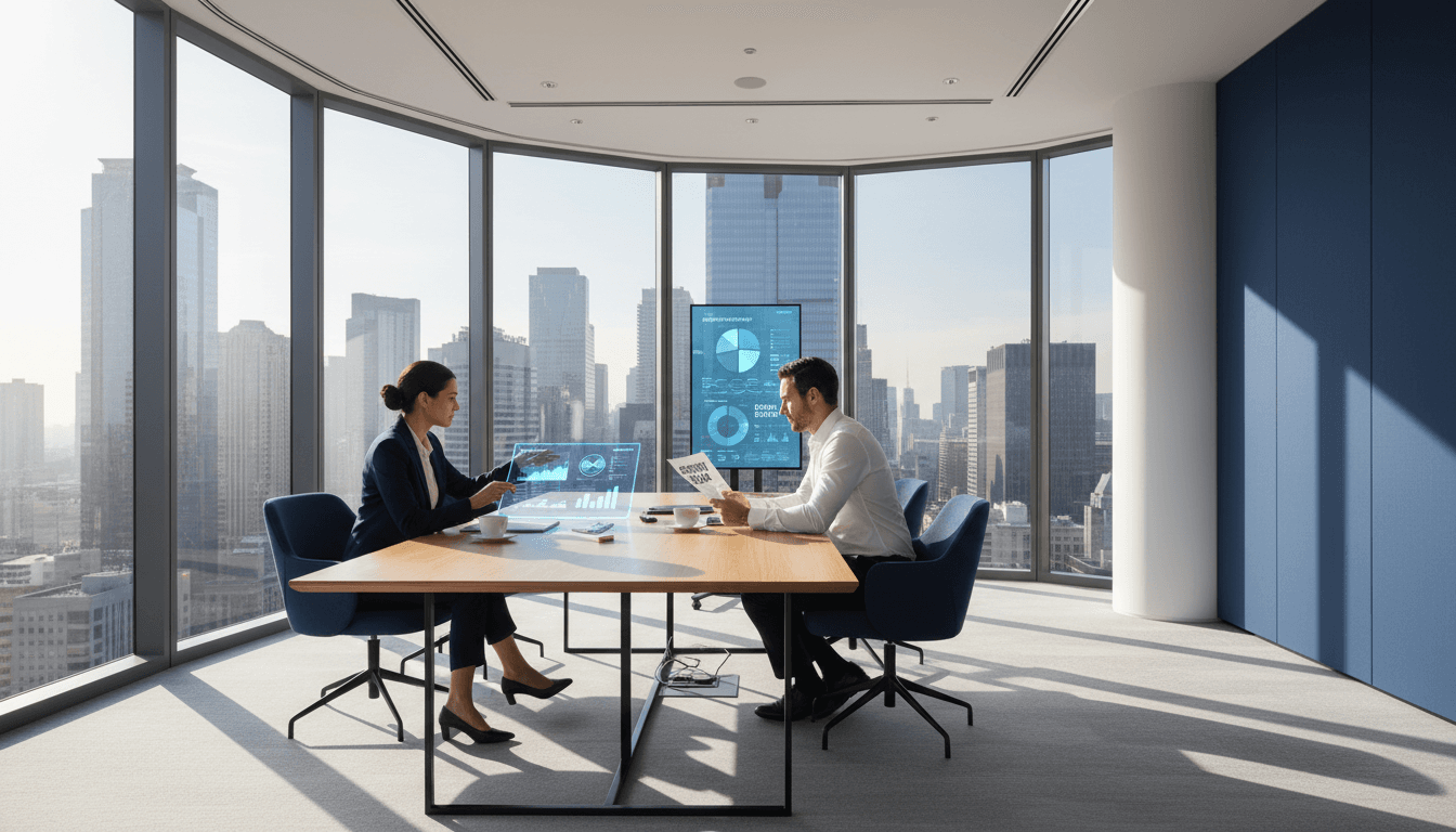 Business professionals reviewing AI transformation strategy in a modern Auckland office